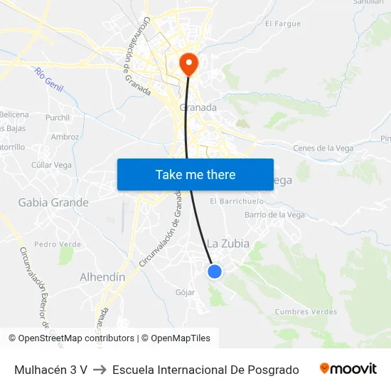 Mulhacén 3 V to Escuela Internacional De Posgrado map