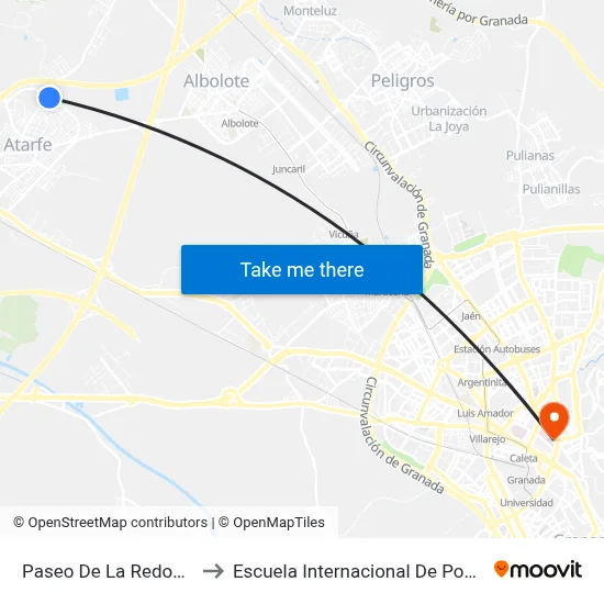Paseo De La Redonda 1 to Escuela Internacional De Posgrado map