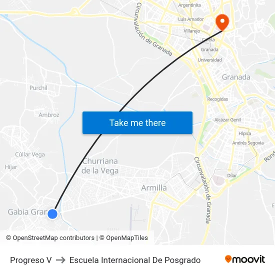 Progreso V to Escuela Internacional De Posgrado map