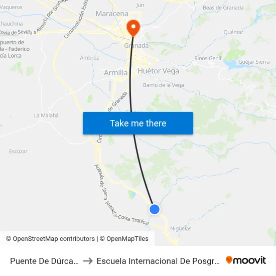 Puente De Dúrcal V to Escuela Internacional De Posgrado map