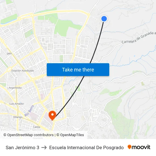 San Jerónimo 3 to Escuela Internacional De Posgrado map