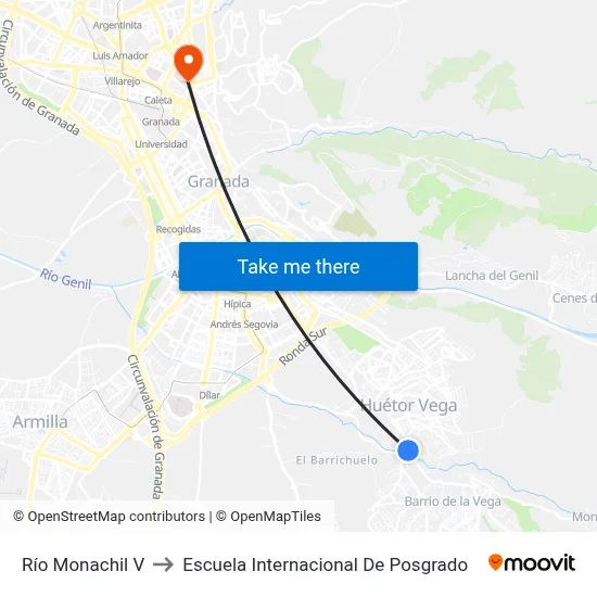 Río Monachil V to Escuela Internacional De Posgrado map