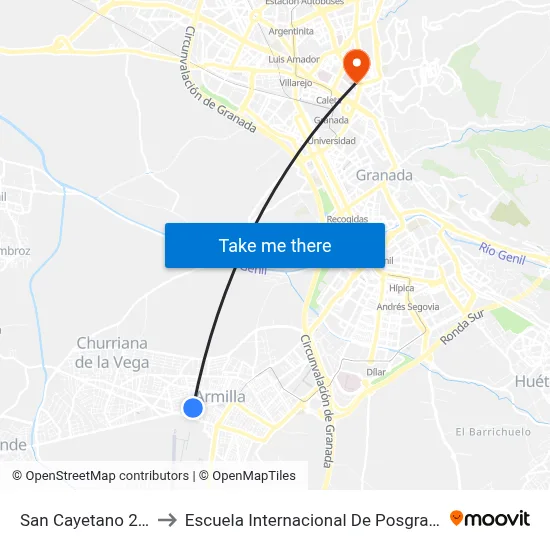 San Cayetano 2 V to Escuela Internacional De Posgrado map
