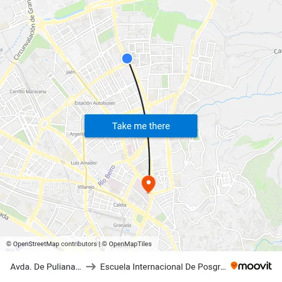 Avda. De Pulianas 5 to Escuela Internacional De Posgrado map
