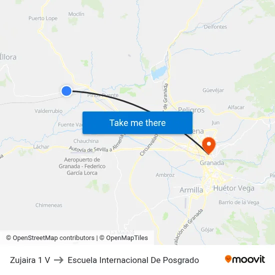 Zujaira 1 V to Escuela Internacional De Posgrado map