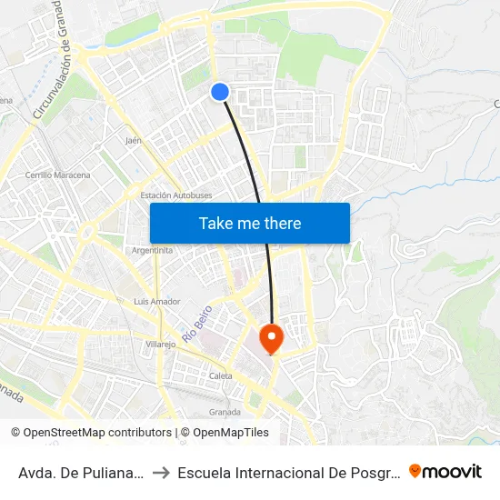 Avda. De Pulianas 6 to Escuela Internacional De Posgrado map