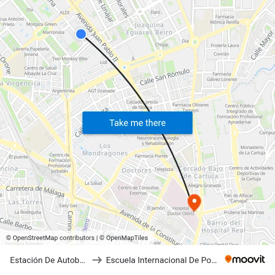 Estación De Autobuses. to Escuela Internacional De Posgrado map