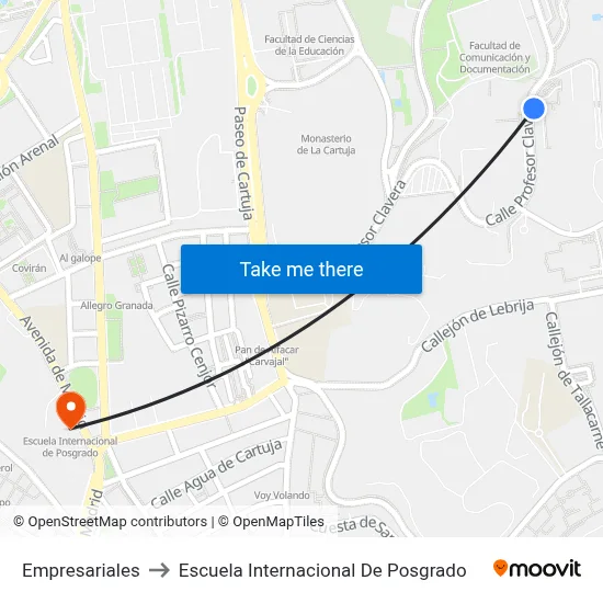 Empresariales to Escuela Internacional De Posgrado map