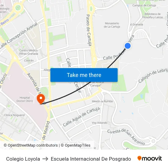 Colegio Loyola to Escuela Internacional De Posgrado map