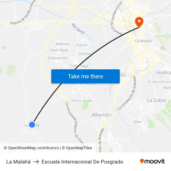 La Malahá to Escuela Internacional De Posgrado map