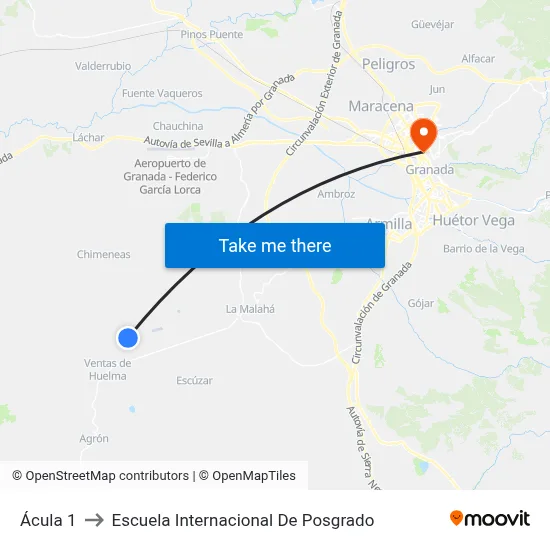 Ácula 1 to Escuela Internacional De Posgrado map