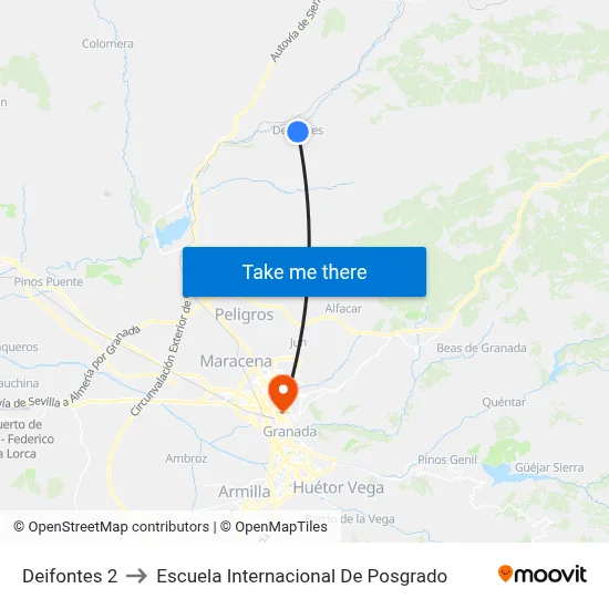 Deifontes 2 to Escuela Internacional De Posgrado map