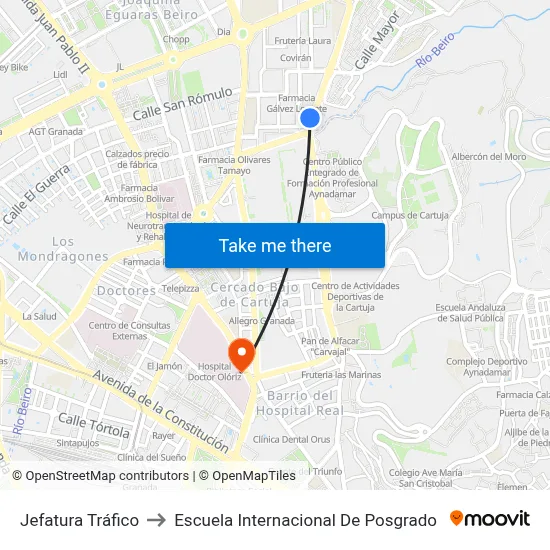 Jefatura Tráfico to Escuela Internacional De Posgrado map