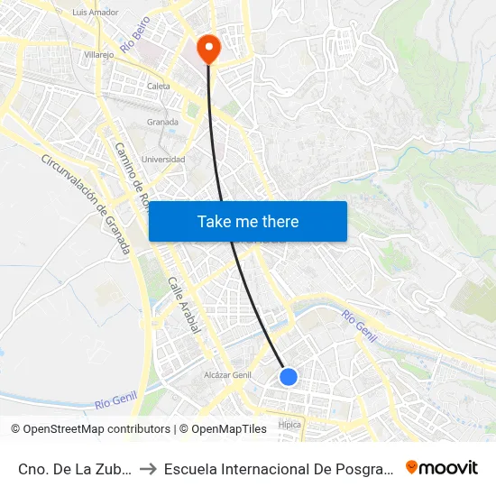 Cno. De La Zubia to Escuela Internacional De Posgrado map