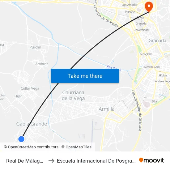 Real De Málaga 3 to Escuela Internacional De Posgrado map