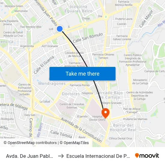 Avda. De Juan Pablo II 3 V to Escuela Internacional De Posgrado map