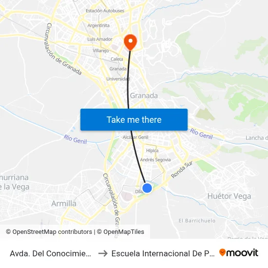 Avda. Del Conocimiento 1- V to Escuela Internacional De Posgrado map