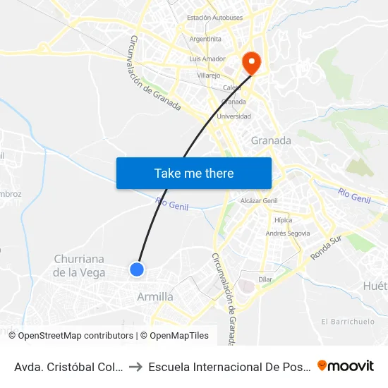 Avda. Cristóbal Colón 2 to Escuela Internacional De Posgrado map