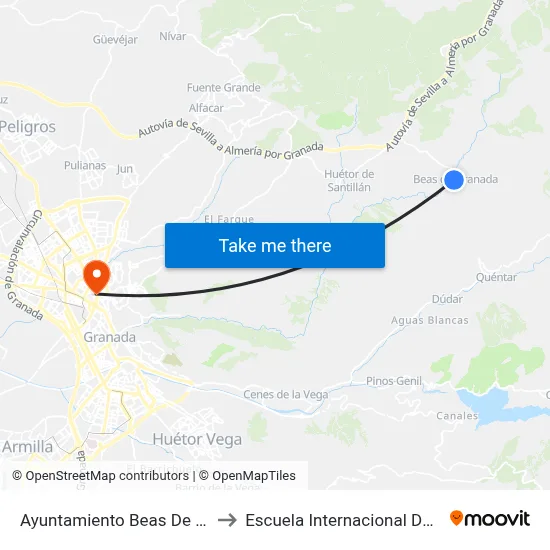 Ayuntamiento Beas De Granada V to Escuela Internacional De Posgrado map