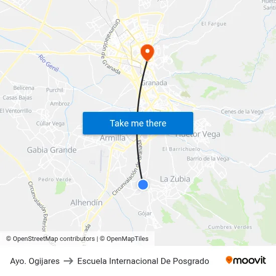 Ayo. Ogijares to Escuela Internacional De Posgrado map