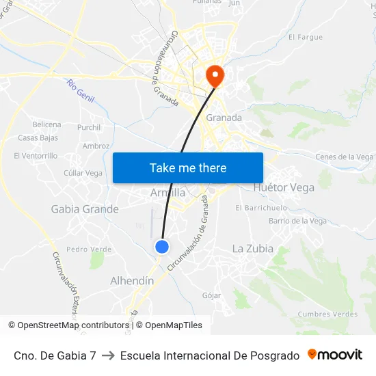 Cno. De Gabia 7 to Escuela Internacional De Posgrado map