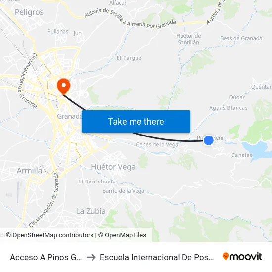 Acceso A Pinos Genil to Escuela Internacional De Posgrado map