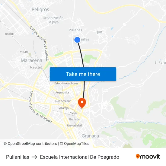 Pulianillas to Escuela Internacional De Posgrado map