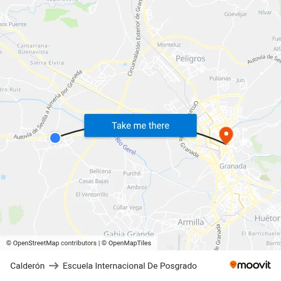 Calderón to Escuela Internacional De Posgrado map