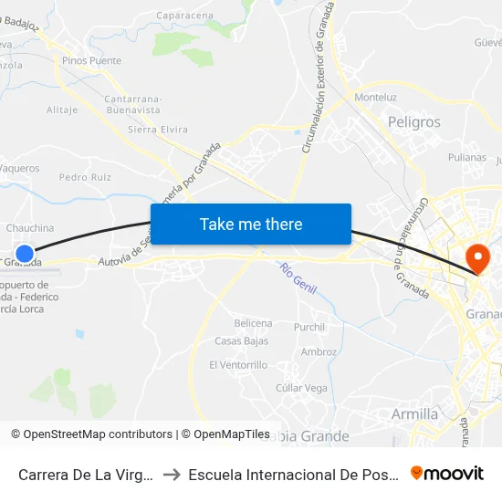 Carrera De La Virgen 1 to Escuela Internacional De Posgrado map