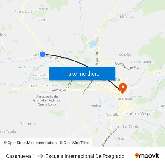 Casanueva 1 to Escuela Internacional De Posgrado map