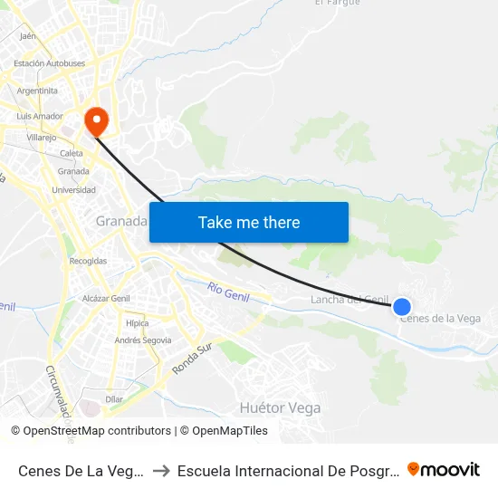 Cenes De La Vega 6 to Escuela Internacional De Posgrado map