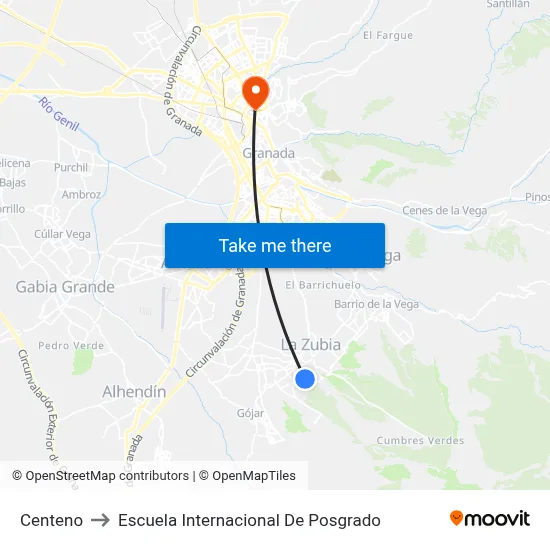Centeno to Escuela Internacional De Posgrado map