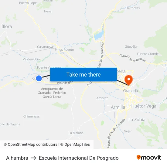 Alhambra to Escuela Internacional De Posgrado map