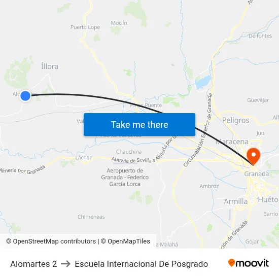 Alomartes 2 to Escuela Internacional De Posgrado map