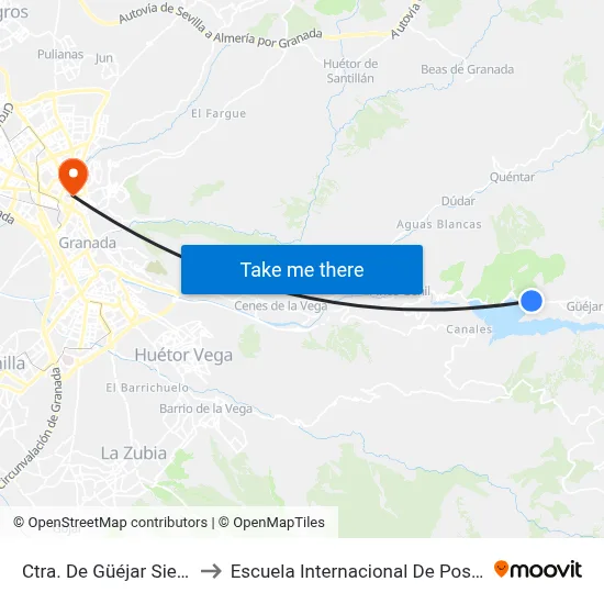 Ctra. De Güéjar Sierra 3 to Escuela Internacional De Posgrado map