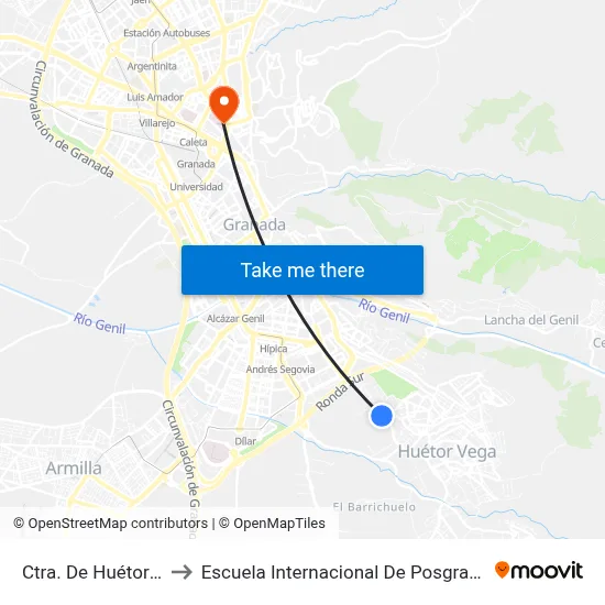 Ctra. De Huétor 2 to Escuela Internacional De Posgrado map