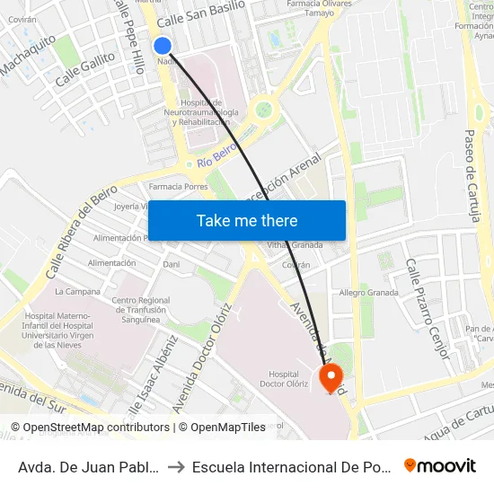 Avda. De Juan Pablo II 1 to Escuela Internacional De Posgrado map
