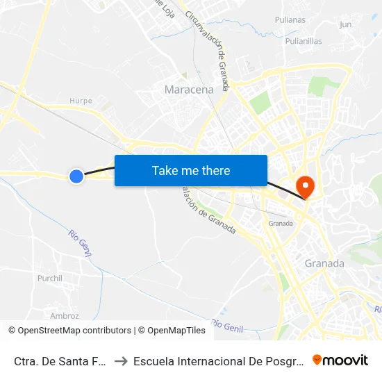 Ctra. De Santa Fe 2 to Escuela Internacional De Posgrado map