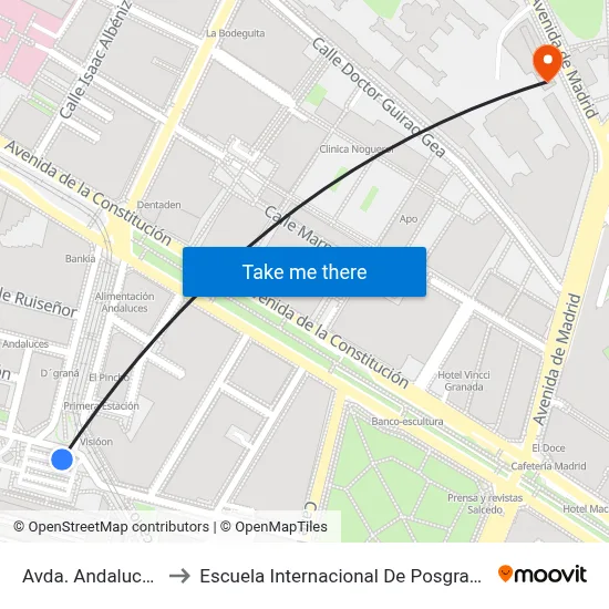 Avda. Andaluces to Escuela Internacional De Posgrado map