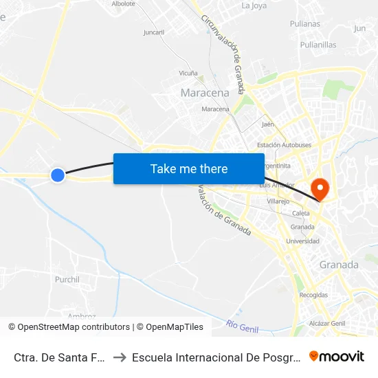 Ctra. De Santa Fe 3 to Escuela Internacional De Posgrado map