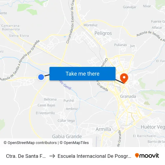 Ctra. De Santa Fe 5 to Escuela Internacional De Posgrado map