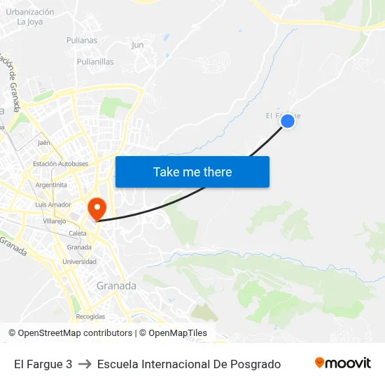 El Fargue 3 to Escuela Internacional De Posgrado map