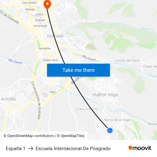 España 1 to Escuela Internacional De Posgrado map