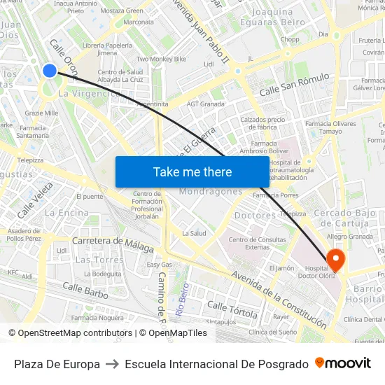 Plaza De Europa to Escuela Internacional De Posgrado map