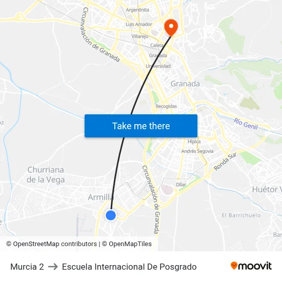 Murcia 2 to Escuela Internacional De Posgrado map