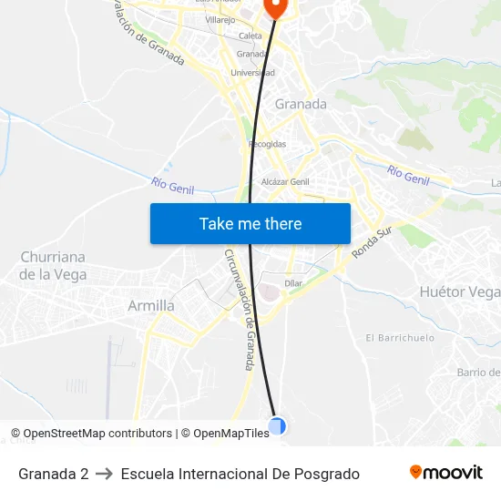 Granada 2 to Escuela Internacional De Posgrado map