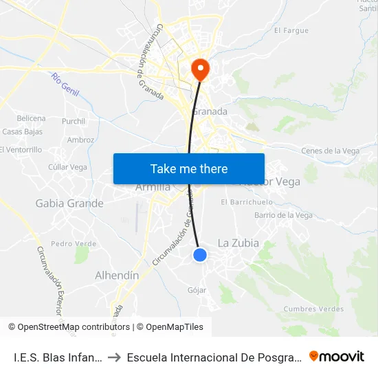 I.E.S. Blas Infante to Escuela Internacional De Posgrado map