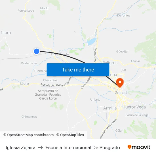 Iglesia Zujaira to Escuela Internacional De Posgrado map