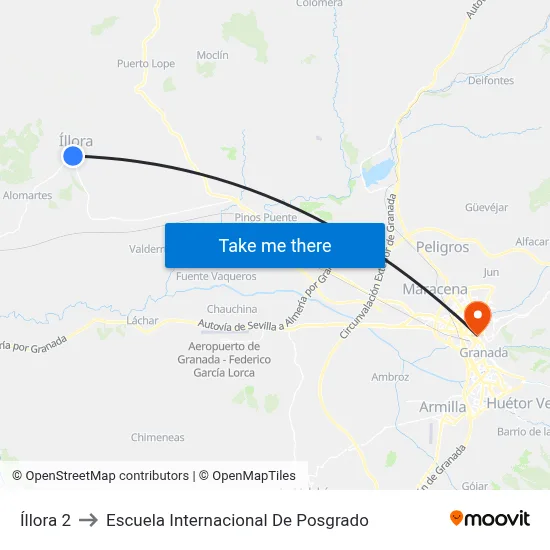 Íllora 2 to Escuela Internacional De Posgrado map