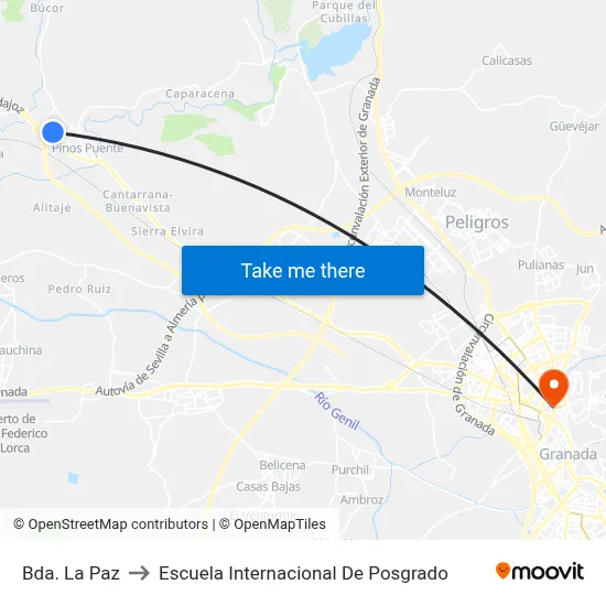 Bda. La Paz to Escuela Internacional De Posgrado map